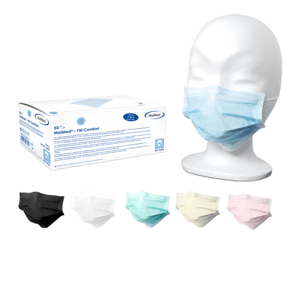 MaiMed® – FM Comfort medizinischer Mundschutz 3-lagig latexfrei mit einstellbarem Nasenbügel