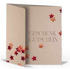 Premium Gutschein FROHE WEIHNACHTEN klappbar 10 Stück beidseitig 4-farbig bedruckt