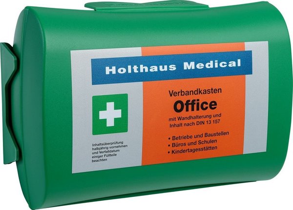 Holthaus Medical Verbandkasten mit Wandhalterung nach DIN 13157 für Gewerbebetriebe, Studios, etc.