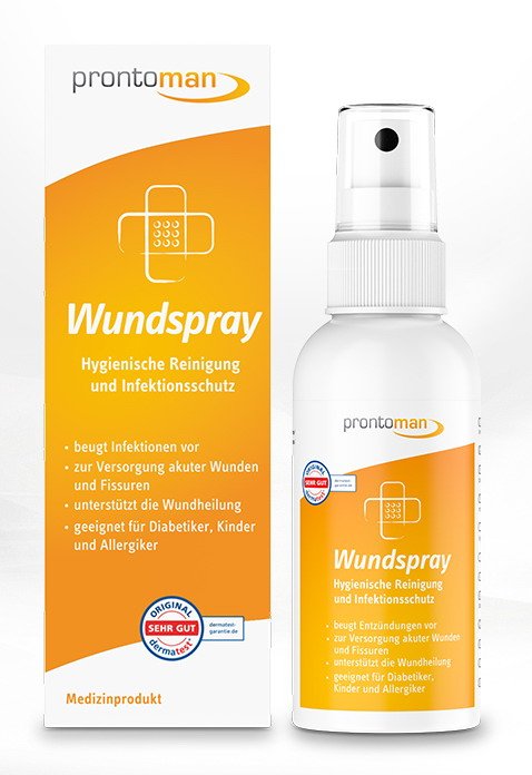 prontoman Wundspray entfernt Krankheitserreger und schützt vor Infektionsrisiken Medizinprodukt
