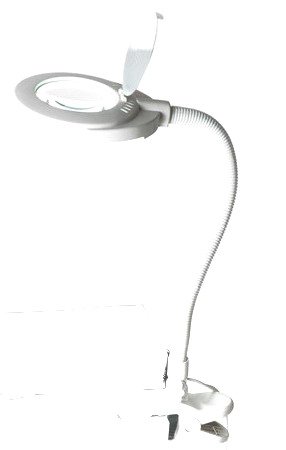 Premium LED-Lupenleuchte mit 90 mm Echtglas-Lupe 3 Dioptrien inklusive Halterung für Beinstütze